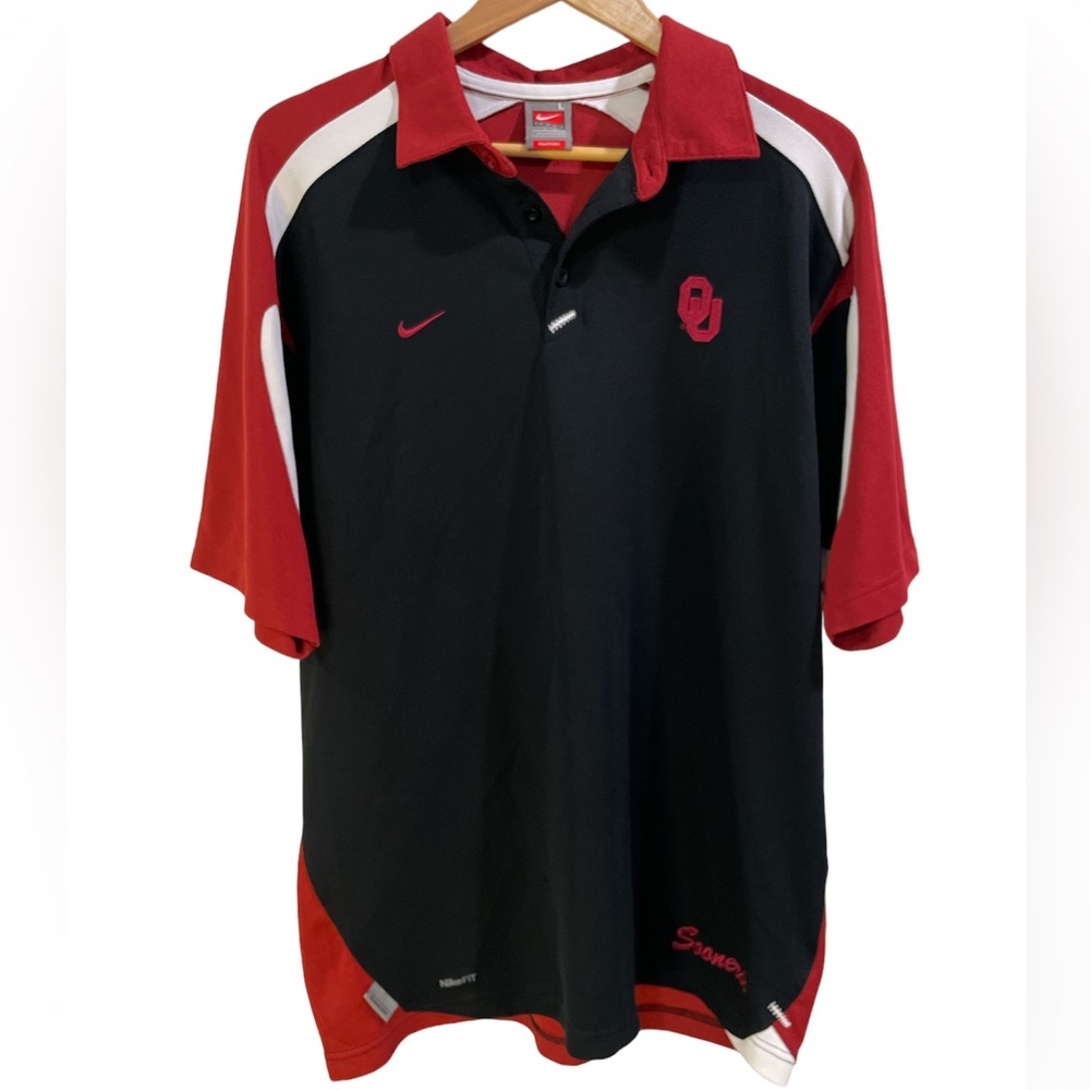 OU Sooners Men’s Jersey NikeFITDRY team polo crimson black and white game day